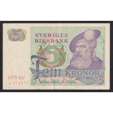 SUECIA 1979 BILLETE DE 5 KORONAS